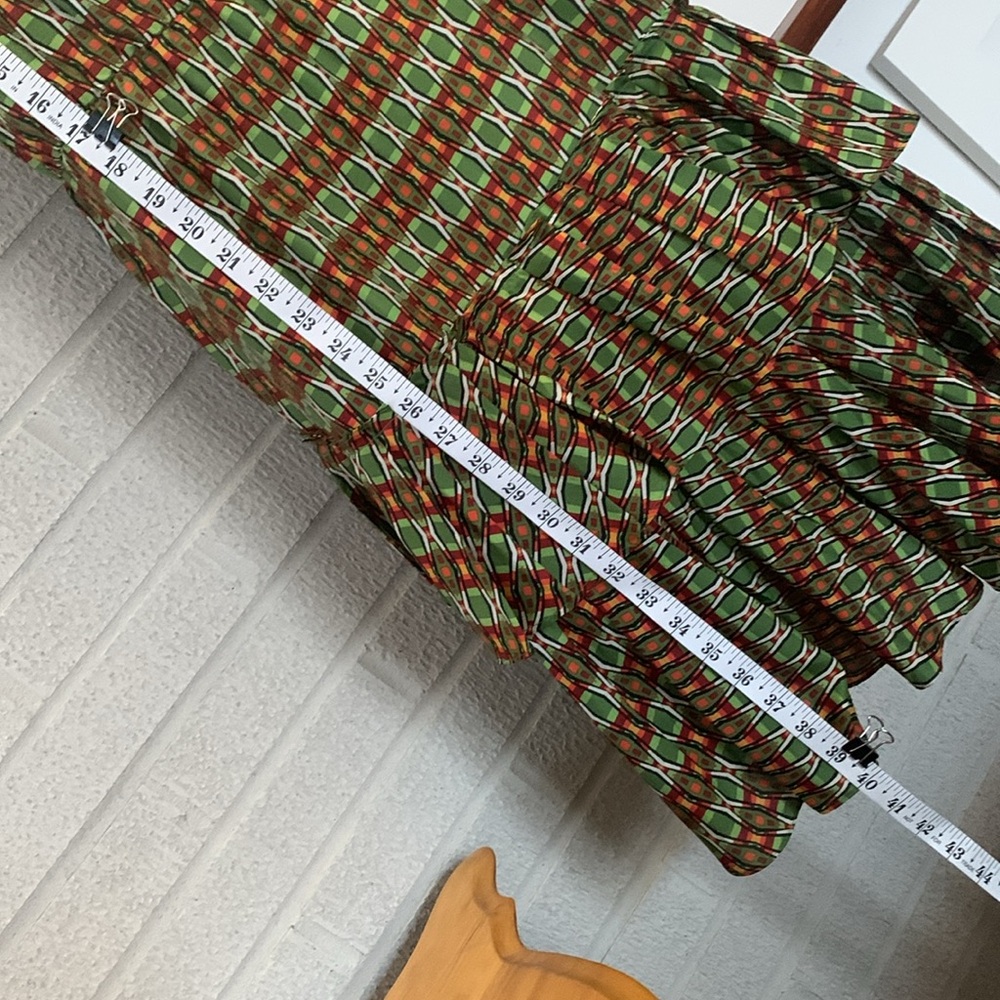 Cynthia Steffe Size 6 100% Silk Sleeveless Green Orange Dress Tiered Ruffles - Picture 6 of 13
